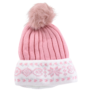 Knitted children's hat for girls bode 6390 Pink