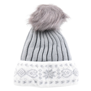 Knitted children's hat for girls bode 6390 grey