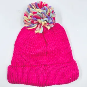 Knitted children's hat for girls bode 6392 fuchsia