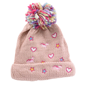Knitted children's hat for girls bode 6392 Pink