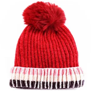 Knitted children's hat for girls bode 6395 red 