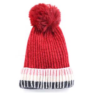 Knitted children's hat for girls bode 6395 red
