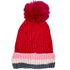 Knitted children's hat for girls bode 6395 red 