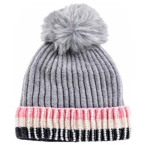 Knitted children's hat for girls bode 6395 grey