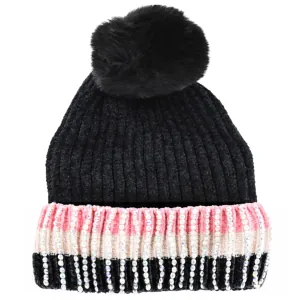 Knitted children's hat for girls bode 6395 black