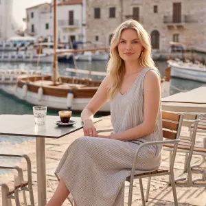 Γυναικείο Βαμβακερό Maxi Φόρεμα Ριγέ Print Μπλε bode 72072BLU