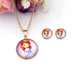 Children's Set necklace-earrings hypoallergenic steel Frozen 316L gold