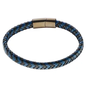Men's Bracelet Stainless Steel Leather Blue