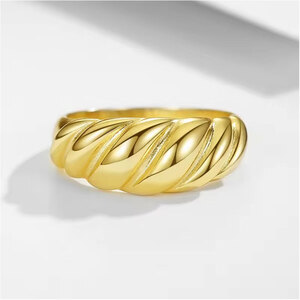 Women's ring Vintage 0,8 cm steel 316L gold-plated