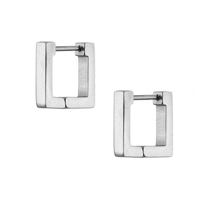 Unisex earrings squares Art 02127 steel 316L rings silver