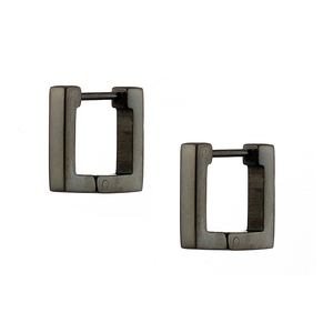 Unisex earrings squares Art 02127 steel 316L rings black
