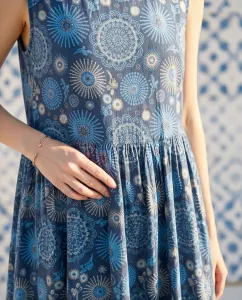 Γυναικείο Φόρεμα Floral Print Μπλε Rayon bode 33661BLU