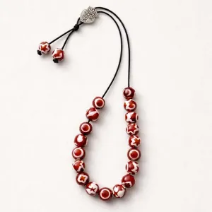 Handmade Agate Worry Beads – Burgundy bode K0992