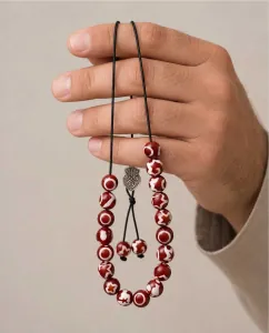 Handmade Agate Worry Beads – Burgundy bode K0992
