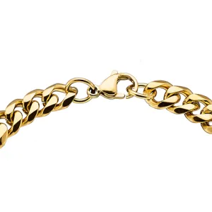 Men's Bracelet chain 7mm steel 316L gold art 00182