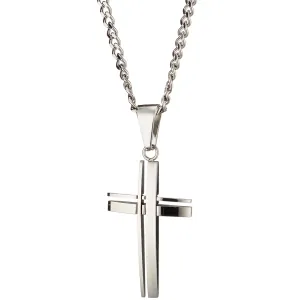 Ανδρικός σταυρός με αλυσίδα ατσάλι 316L ασημί  Art 01070