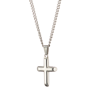  Ανδρικός σταυρός με αλυσίδα ατσάλι 316L ασημί Art 01093