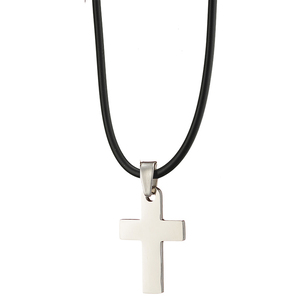  Ανδρικός σταυρός με καουτσούκ ατσάλι 316L ασημί Art 01097