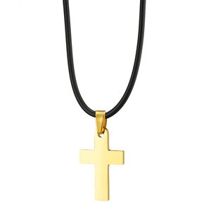 Ανδρικός σταυρός με καουτσούκ ατσάλι 316L χρυσό Art 01097-4