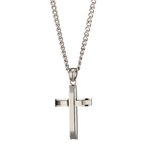 Men's steel cross with chain Art 01175 316L silver