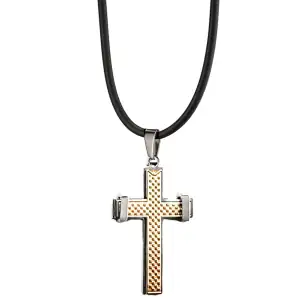 Ανδρικός σταυρός με καουτσούκ ατσάλι 316L χρυσό bode 01268