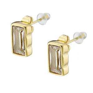  Γυναικεία σκουλαρίκια Λευκή Πέτρα Ζιργκόν ατσάλι 316L χρυσό Art 02205