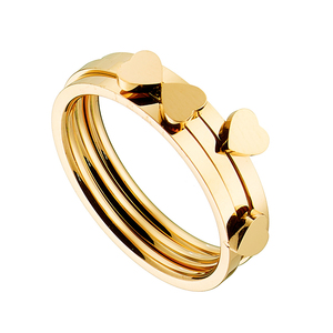 Γυναικείο δαχτυλίδι τριπλό ατσάλι 316L χρυσό Art 02449
