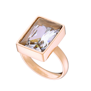 Γυναικείο δαχτυλίδι με λευκή πέτρα ατσάλι 316L ροζ-χρυσό Art 02469
