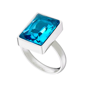 Women's ring with blue stone steel 316L silver