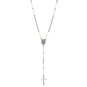 Ανδρικό κολιέ ροζάριο με σταυρό ατσάλι 316L ασημί Art 03601