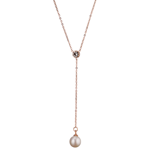 Womens necklace pearl Art 07111 steel 316 L rose-gold