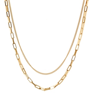 Women's necklace with double chain 316L steel gold