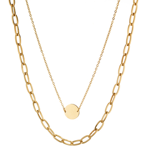 Women's necklace with double chain 316L steel gold