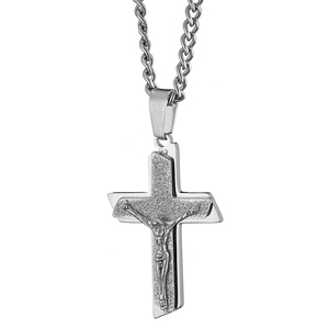 Ανδρικός σταυρός με αλυσίδα ατσάλι 316L ασημί Art 01254