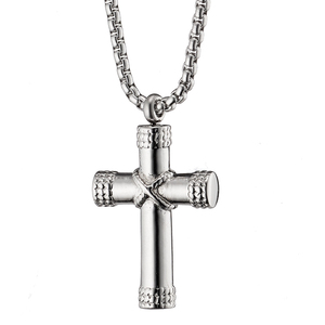 Ανδρικός σταυρός με αλυσίδα ατσάλι 316L ασημί Art 01292