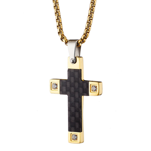 Ανδρικός σταυρός με αλυσίδα ατσάλι 316L μαύρο Art 01293