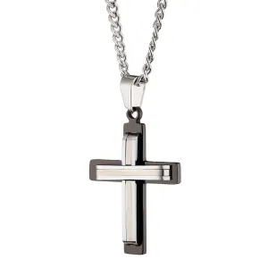 Ανδρικός σταυρός με αλυσίδα ατσάλι 316L ασημί  Art 01294