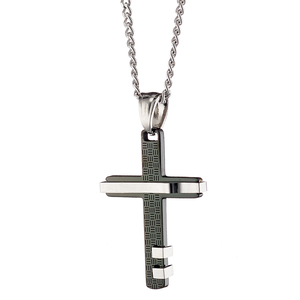 Ανδρικός σταυρός με αλυσίδα ατσάλι 316L μαύρο Art 01297