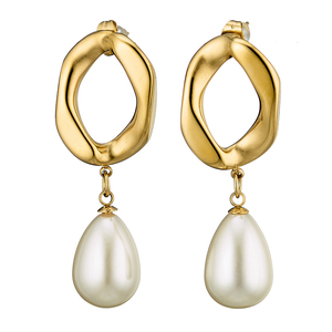 Γυναικεία σκουλαρίκια Πέρλες Κρεμαστά ατσάλι 316L χρυσό Art 02182