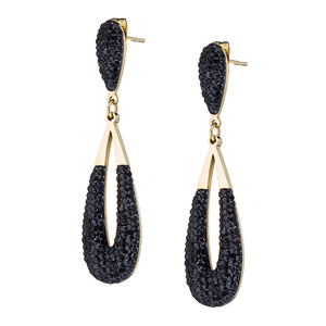 Γυναικεία σκουλαρίκια με μαύρες πέτρες ατσάλι 316L χρυσό Art 02192
