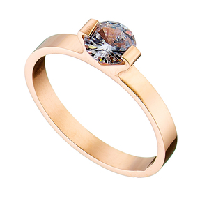 Δαχτυλίδι μονόπετρο ατσάλι 316L ροζ χρυσό Art 02451