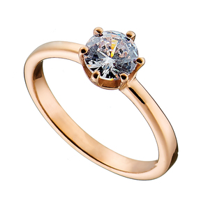 Δαχτυλίδι μονόπετρο ατσάλι 316L ροζ-χρυσό Art 02453