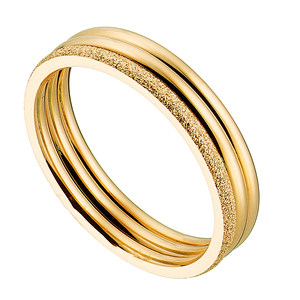 Γυναικείο δαχτυλίδι τριπλό αμμοβολή ατσάλι 316L χρυσό Art 02459