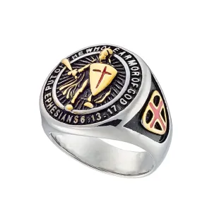 Men's ring Hiphop Cross Knight stainless steel 316L silver 