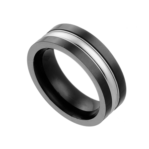 Ανδρικό δαχτυλίδι Βέρα ατσάλι 316L ασημί/μαύρο Art 06094