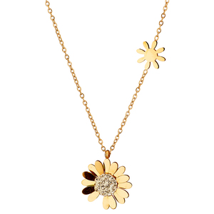 Womens necklace flower steel 316L gold