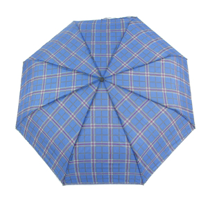 Ομπρέλα Βροχής Rainy Times Απλή χειροκίνητη καρό μπλε ανοιχτό