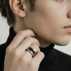 Ανδρικό Δαχτυλίδι Ανοξείδωτο Ατσάλι 316L Ασημί/Μαύρο Visetti RG011B