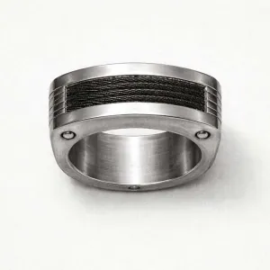 Ανδρικό Δαχτυλίδι Ανοξείδωτο Ατσάλι 316L Ασημί/Μαύρο Visetti RG011B