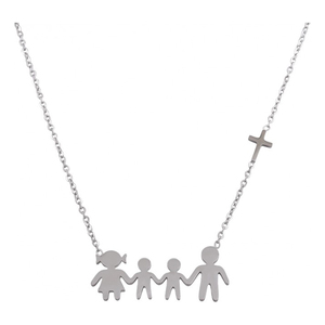  Womens necklace family steel colour silver